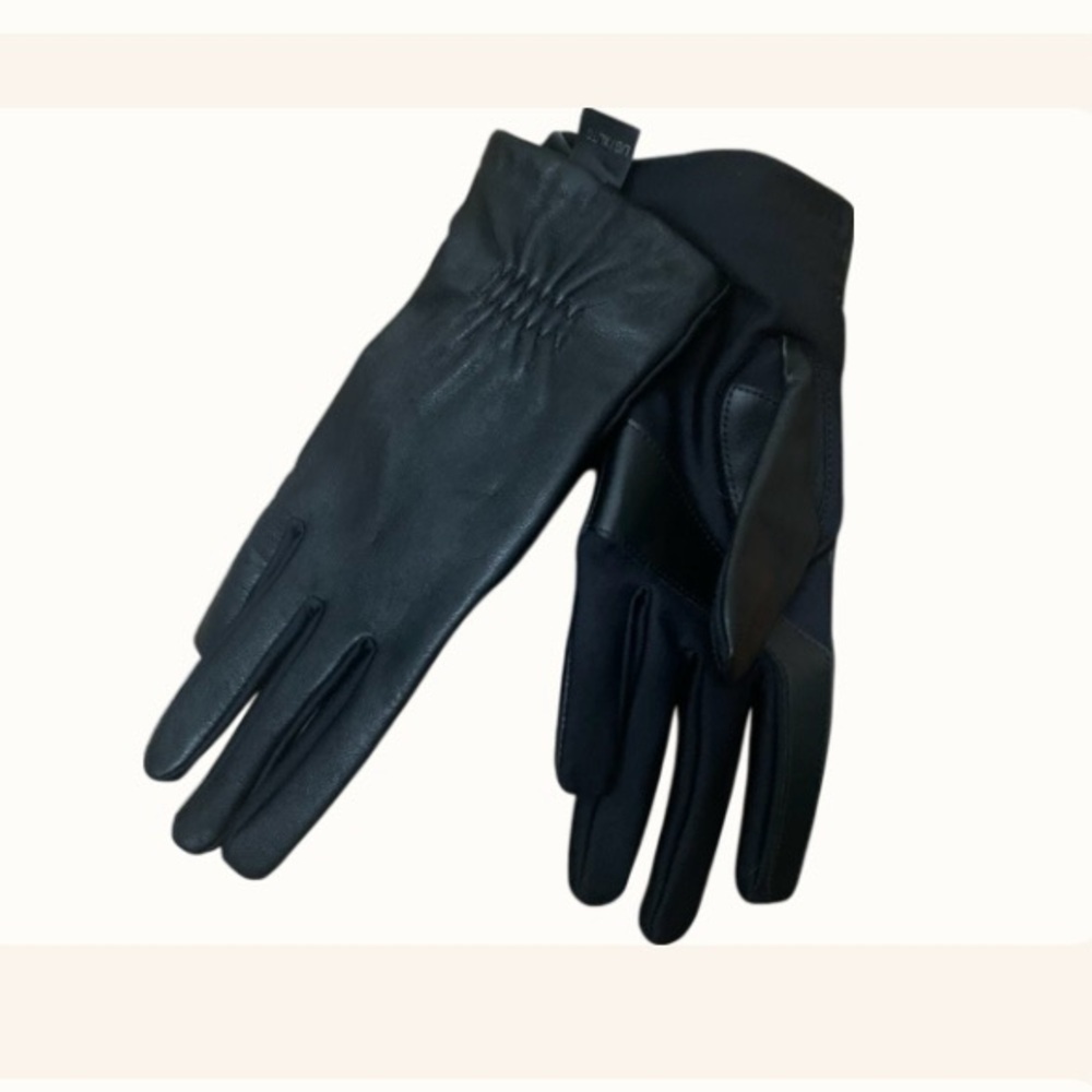 🆕 Isotoner Black Leather Gloves Manmade Palm & Back Fingers Stretches to Fit XL